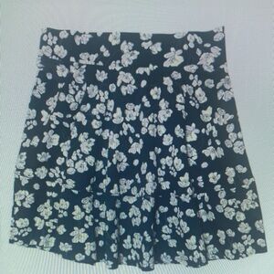 Floral Black and White Skirt